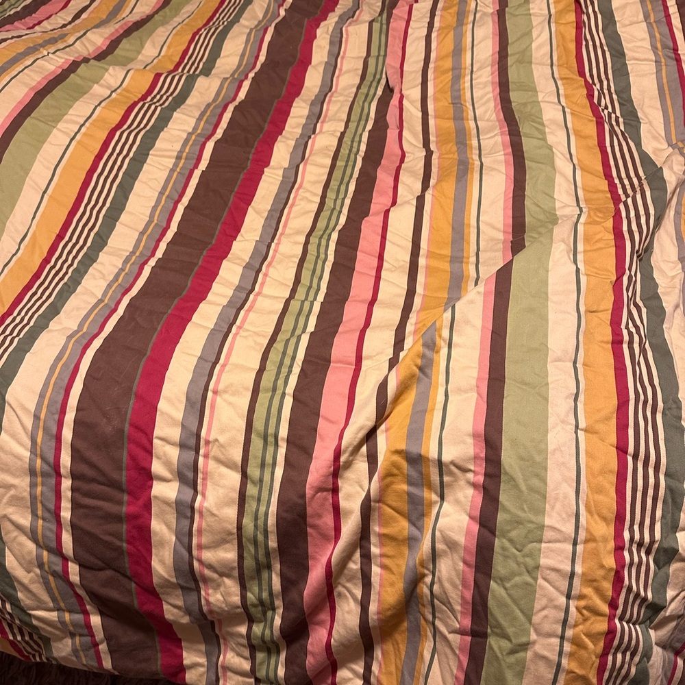 Pier 1 Striped Multicolor queen duvet bed spread